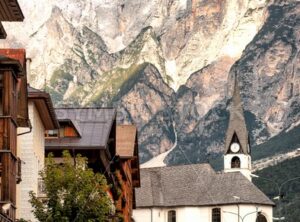 Alpine village in Dolomites Alps, Tirol, Italy