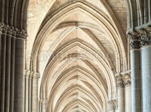 Archway in the gothic cathedral of Reims, France