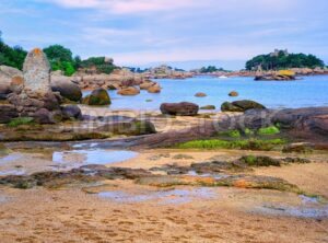 Atlantic Pink Granite Coast by Tregastes, Brittany, France