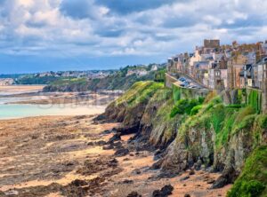 Beach on atlantic coast of Granville, Normandy, France