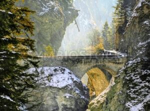Bridge over Viamala gorge in Swiss Alps, Switzerland