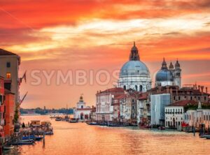 Canal Grande and basilica Santa Maria della Salute on sunrise, Venice, Italy