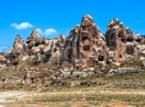 Cave town in Cappadocia, famous tourist destination in central Turkey known for its unique geological landscapes