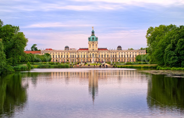 Charlottenburg Royal Palace In Berlin Germany View From Lake To