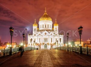 Christ the Saviour Cathedral in Moscow, Russia, at night