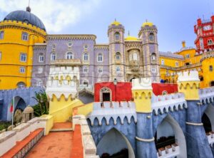 Colorful facade of Pena palace, Sintra, Portugal