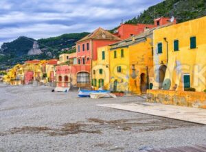 Colorful fisherman’s houses on italian Riviera in Varigotti, Liguria, Italy
