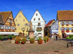 Colorful half-timbered houses in Eguisheim, Alsace, France