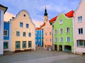 Colorful houses in the downtown of Schardung, Austria