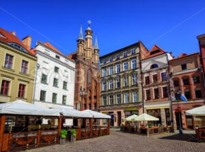 Gothic facades on the central square in Torun, Poland