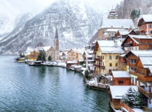 Hallstatt by Salzburg, Austria, traditional austrian wooden town, UNESCO world culture heritage site