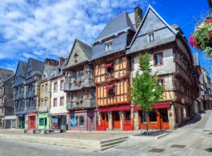 Historical city center of Lannion, Brittany, France