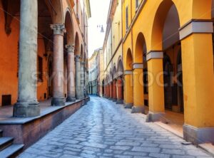 Historical street in Bologna, Italy