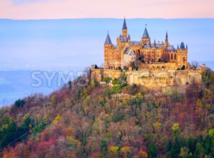 Hohenzollern castle, Stuttgart, Germany, in the early morning light