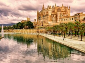 La Seu, the cathedral of Palma de Mallorca, Spain, in sunset light