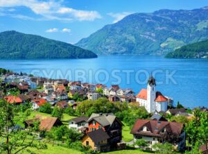 Lake Lucerne and the Alps mountains by Ruetli, Switzerland