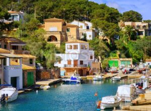 Little fishermen town on Mallorca island in Mediterranean sea, Spain