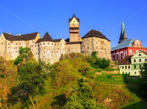 Loket Castle on sunset, Czech Republic