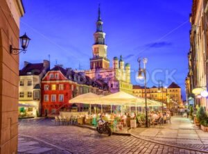 Main square of the old town of Poznan, Poland on a summer day evening.