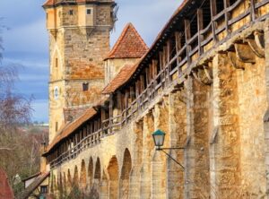 Medieval city wall in Rothenburg ob der Tauber, Germany