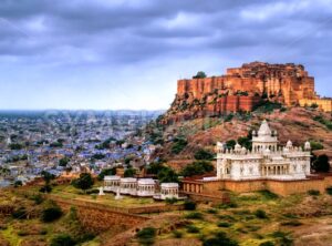 Mehrangharh Fort and Jaswant Thada mausoleum in Jodhpur, Rajasthan, India