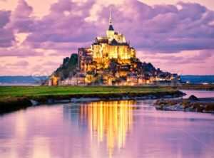 Mont Saint-Michel, France, on sunset