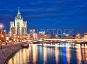 Moscow’s historical skyscraper Kotelnicheskaya on Moskva river, Moscow, Russia