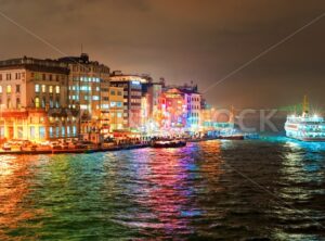 Night view of Galata quarter on Bosporus in Istanbul, Turkey