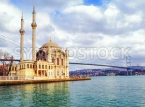 Ortakoy mosque and Bosphorus Bridge, Istanbul, Turkey