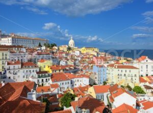 Panoramic view of Alfama quarter, Lisbon, Portugal