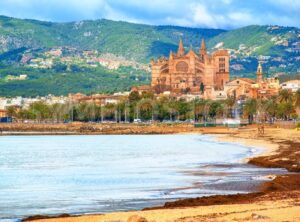 Panoramic view of Palma beach, Majorca, Spain