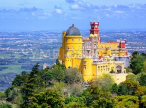 Panoramic view of Pena palace, Sintra, Portugal