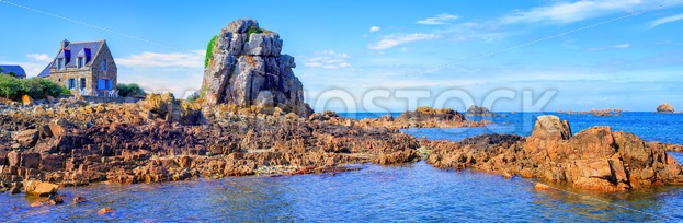 Panoramic view of the atlantic coast of English Channel, Brittany, France