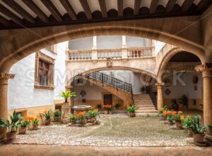 Picturesque mediterranean courtyard in Palma de Mallorca, Spain