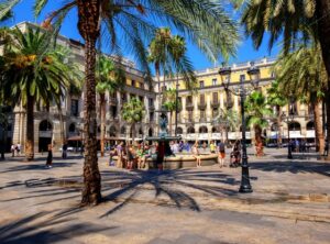 Plaza Reial, Barri Gotic, Barcelona, Spain