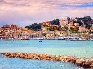 Port town Soller on sunset, Mallorca, Spain