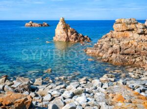 Rocky beach on Pink Granite Coast, Brittany, France