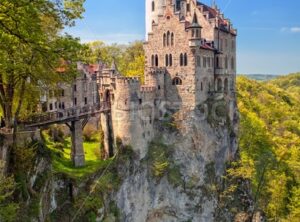 Romantic Lichtenstein Castle on the rock in Black Forest, Germany