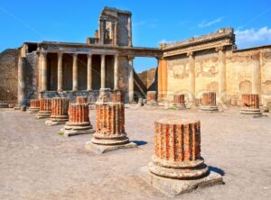 Ruins of antique roman temple in Pompeii, Naples, Italy