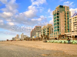 Sand beach in the center of Tel Aviv, Israel