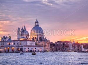 Santa Maria della Salute church on sunset, Venice, Italy