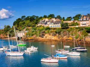 Seaside villas on a hill on atlantic coast, Brittany, France