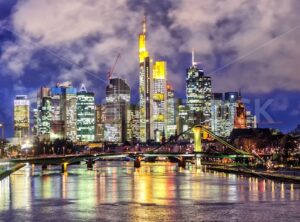 Skyline of Frankfurt on Main, Germany, in the evening