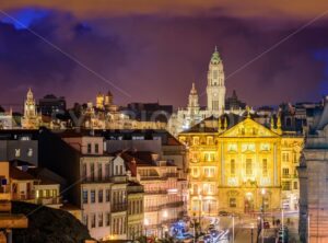 Skyline of Porto at night, Portugal