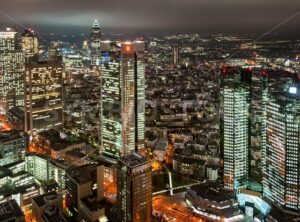 Skyscrapers in financial district of Frankfurt on Main, Germany, at night