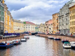 St Petersburg, view over Moyka river from Nevsky prospekt