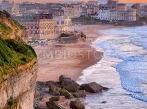 Sunset over Biarritz beach, France