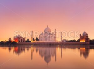Taj Mahal in Agra, India on sunset