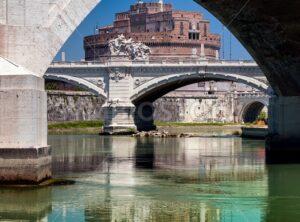 The bridges over Tiber river with Castel Sant Angelo in background, Rome, Italy