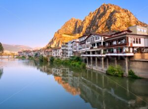 Traditional ottoman half timbered houses in Amasya, Turkey